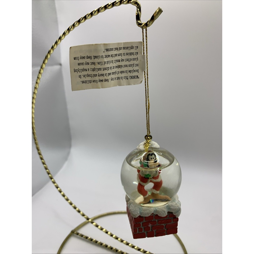 Disney Goofy Santa on Chimney Mini Snowglobe 2006 Christmas Ornament Hallmark